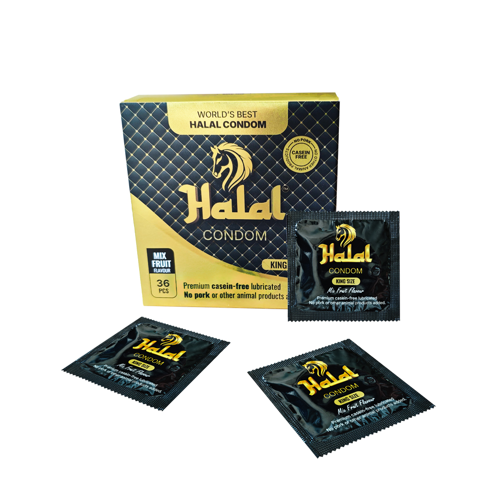 Halal Condoms Casein Free campaign badge artwork